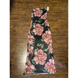 Persaya Floral Sleeveless Dress Black Purple Maxi Size Large